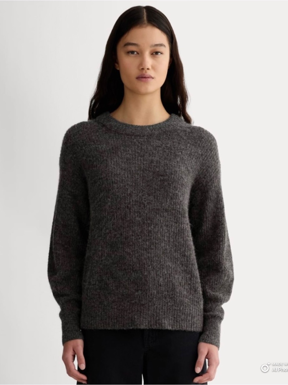 Everlane Dark Grey Cocoon Crew Sweater in Alpaca Blend Size Medium NWT Classic